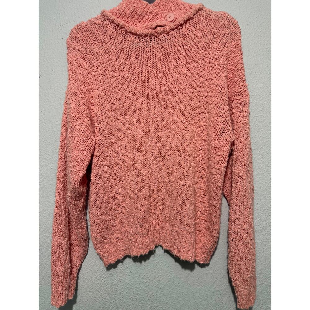 Vintage Sweater Pink Chunky Knit Mock Neck Large Coquette Grandma Core Popcorn